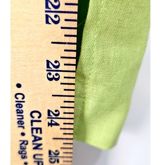 AKC VTG linen 2pc dress short sleeve jacket women's size L lime green dragon fly - Picture 15 of 16